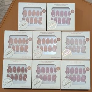 NEW lot Of 8 Pink Purple White Press-On Nails Set Celebritips Lot Of 8 Glam